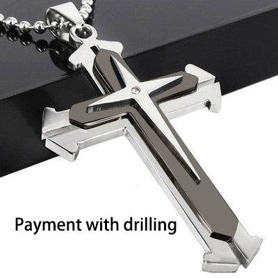 Dark Knight Crystal Cross Pendant Necklace