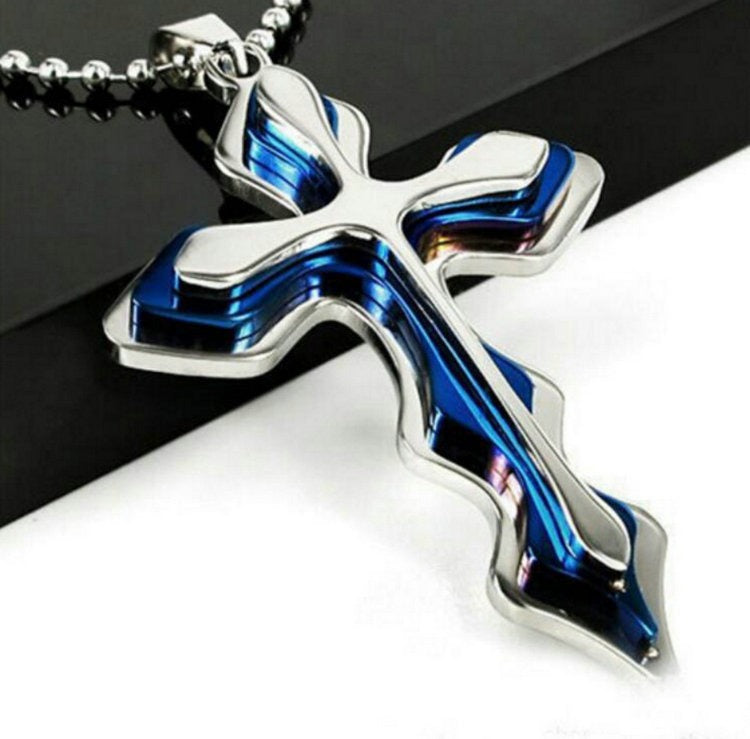 Dark Knight Crystal Cross Pendant Necklace