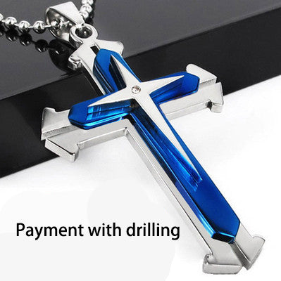 Dark Knight Crystal Cross Pendant Necklace