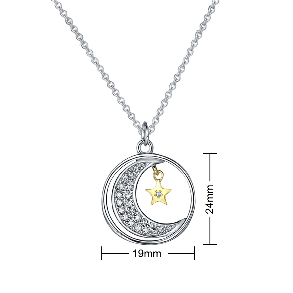 "A Gift for Daughter" Moon and Star Pendant Necklace - Shining Star