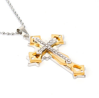Dark Knight Crystal Cross Pendant Necklace