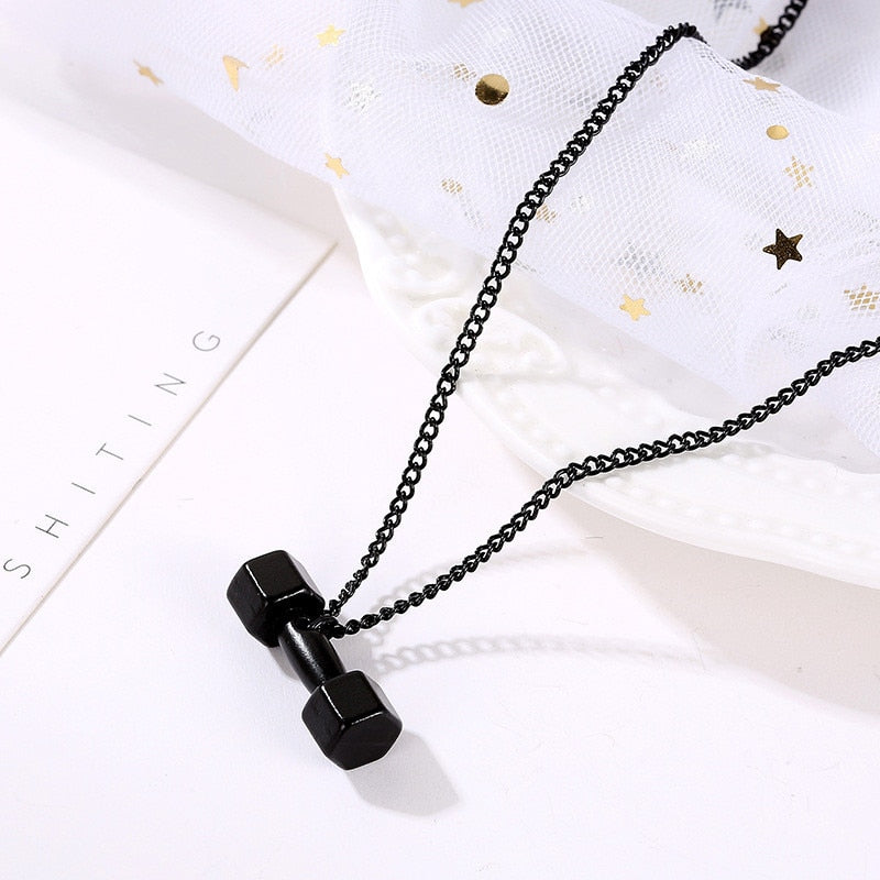 Gym Dumbbell Fitness Pendant Necklace