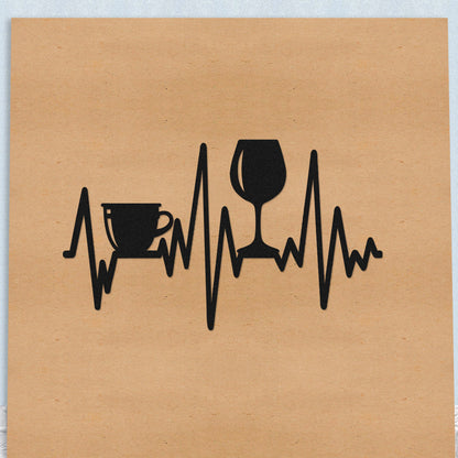 Coffee Wine Heartbeat Metal Wall Art