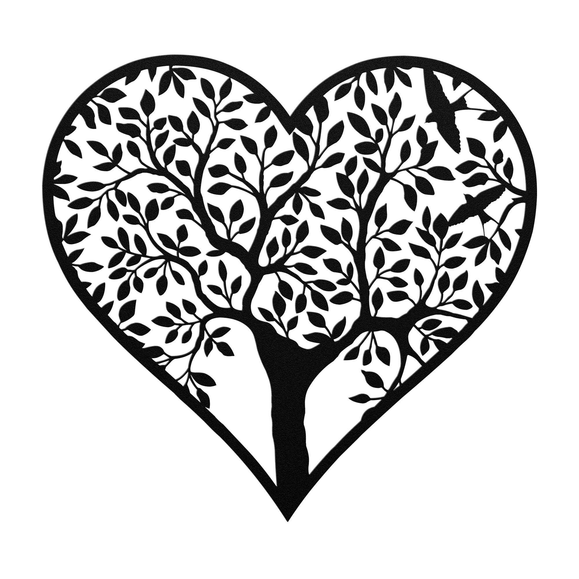 Metal Heart Shape Tree of Life with Outline Wall Art 9.5 or 16 Inches Tall