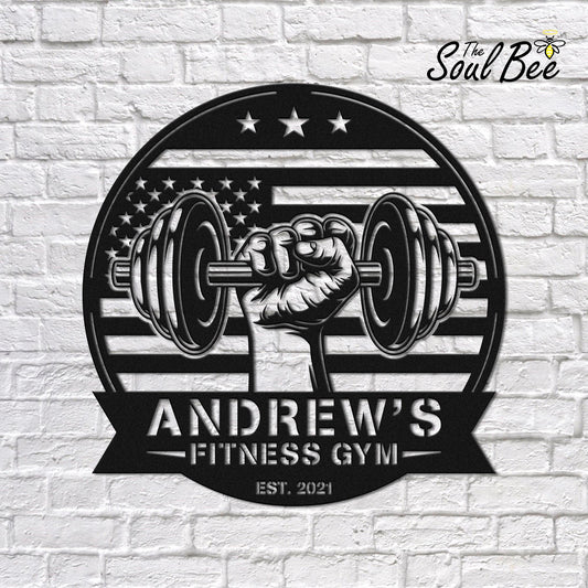Personalized USA Fitness Gym Metal Sign