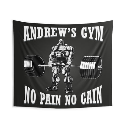 Personalisierter Muscle Man Home Gym Banner Wandteppich