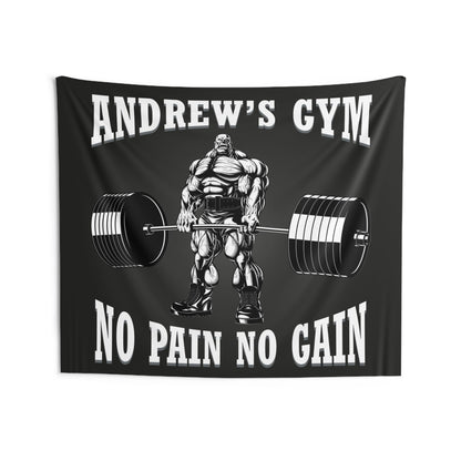 Personalized Muscle Man Home Gym Banner Tapestry