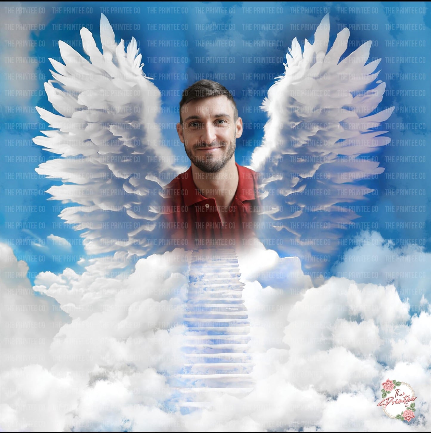 RIP Rest in Angel Wings Heaven Sublimation Background Template Digital Download