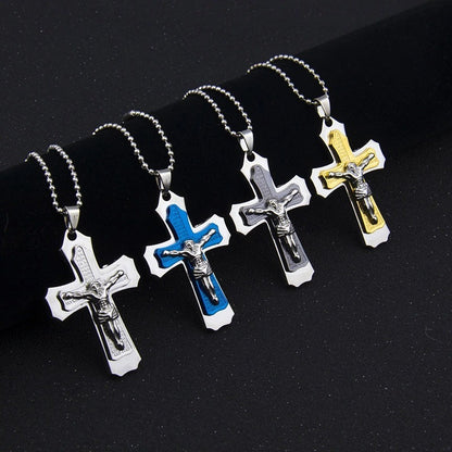 Dark Knight Kristall-Kreuz-Anhänger-Halskette