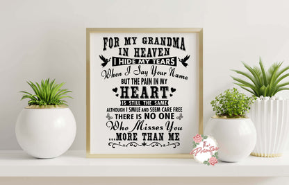 Grandma in Heaven SVG I Hide My Tears SVG Digital Download