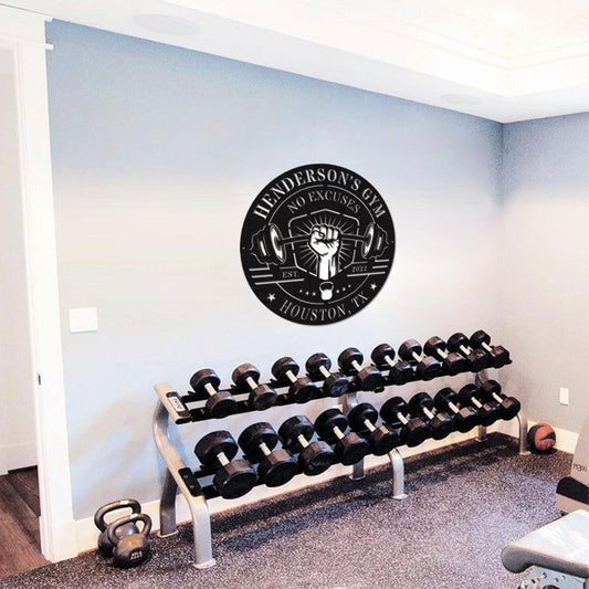 Personalized Home Gym Metal Sign, No Excuses, Fitness Motivation Sign