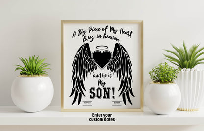 A Big Piece of My Heart, Son in Heaven SVG Digital Download