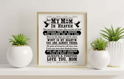 My Mom in Heaven Time or Reason SVG Digital Download