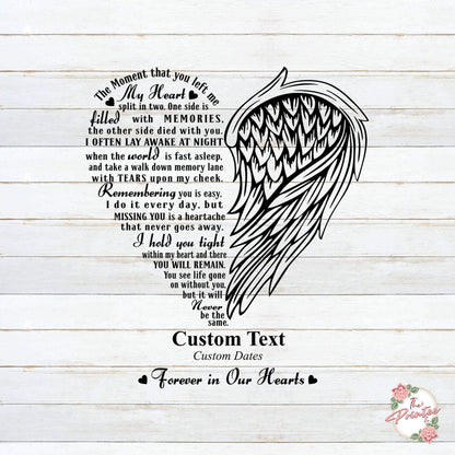 My Heart Split in Two In Loving Memory SVG Digital Download