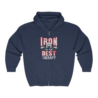 Iron Is The Therapy Full Zip Hooded Sweatshirt