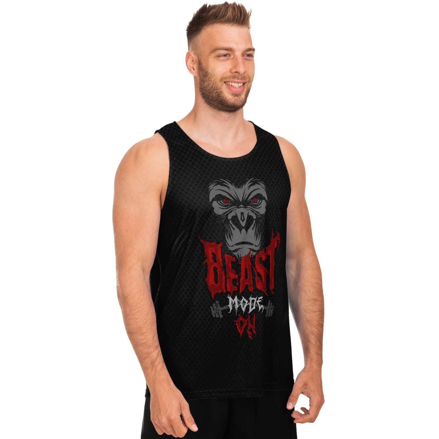 Beast Mode auf Fitness-Tanktop 