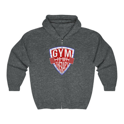 Gym Is My Therapy Full Zip Hooded Sweatshirt