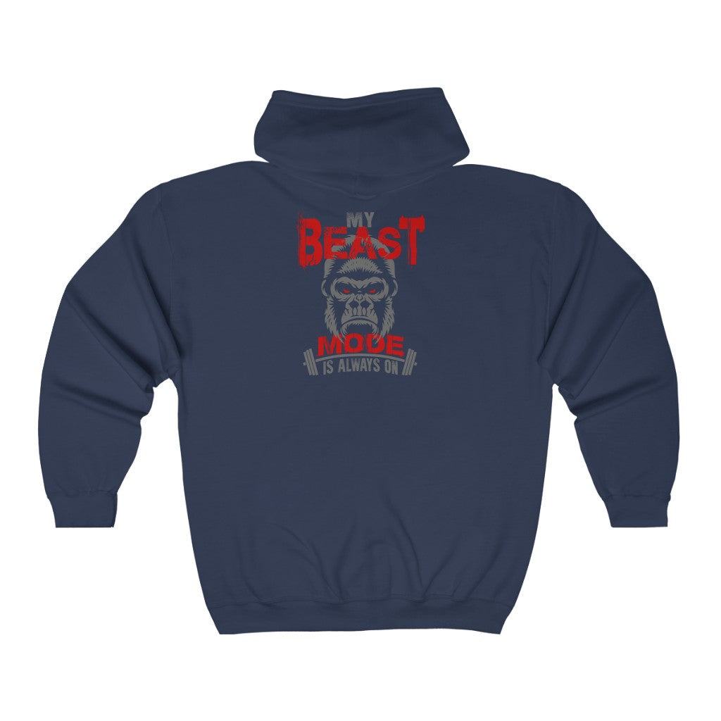 Beast Mode Full Zip Hooded Sweatshirt - Front & Back