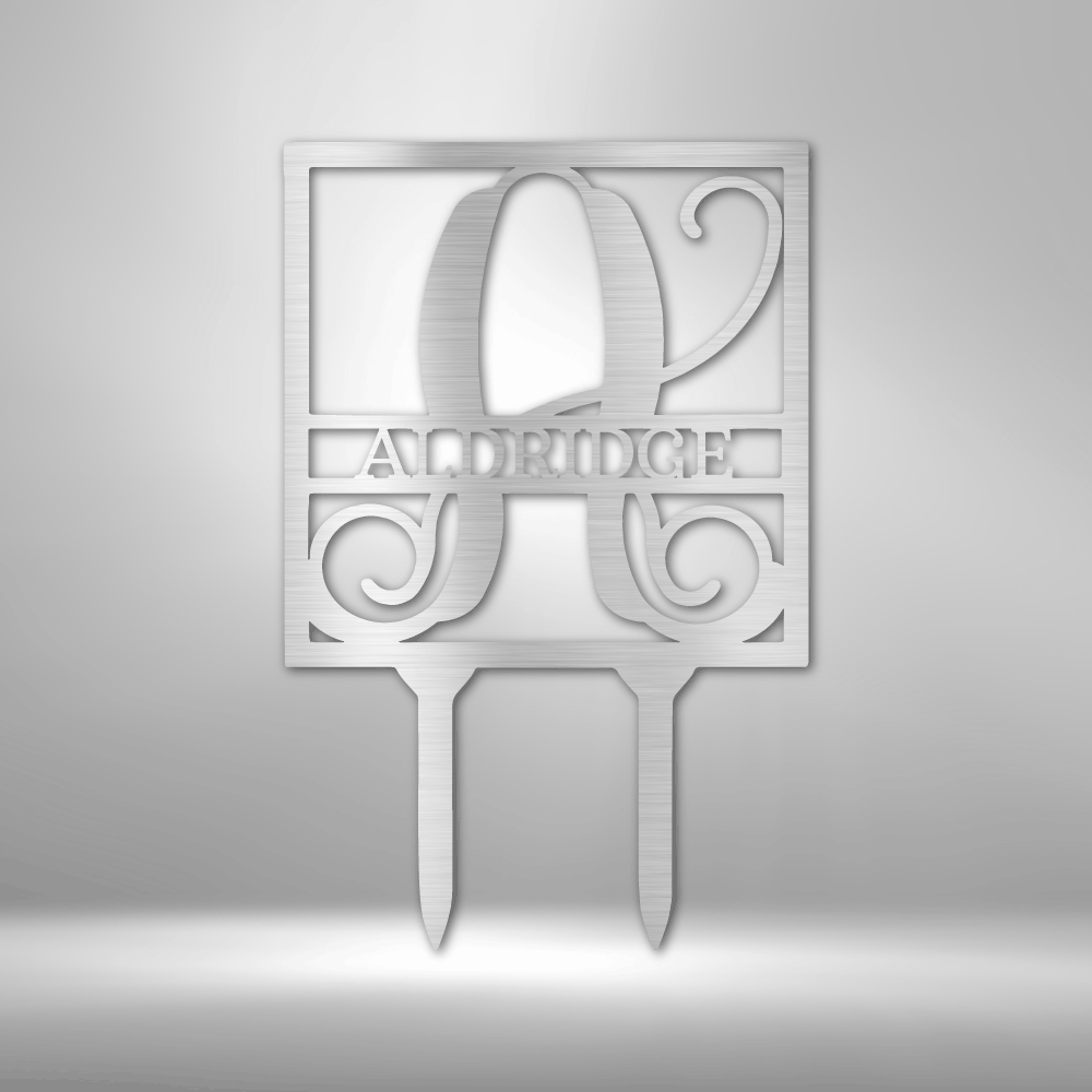Quadratisches Pfahlmonogramm – Stahlschild