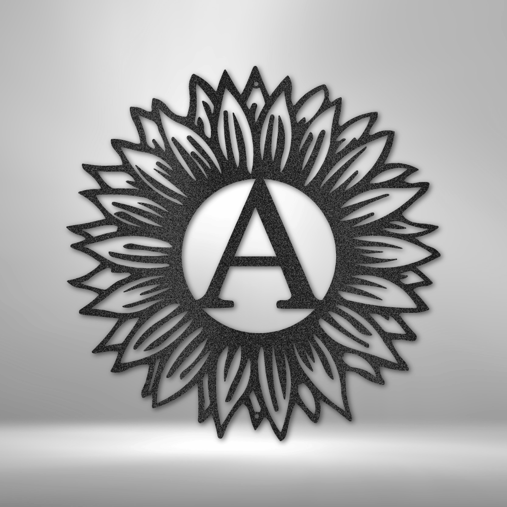 Sonnenblumen-Initiale – Stahlschild