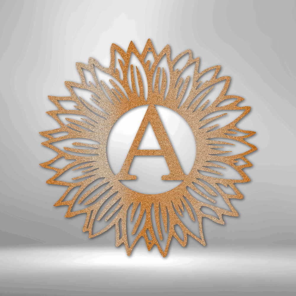 Sonnenblumen-Initiale – Stahlschild