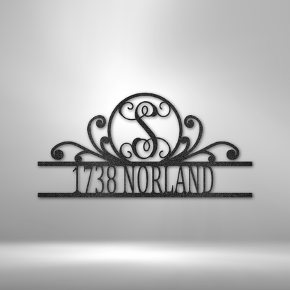 Scroll Family Name Address - Steel Sign