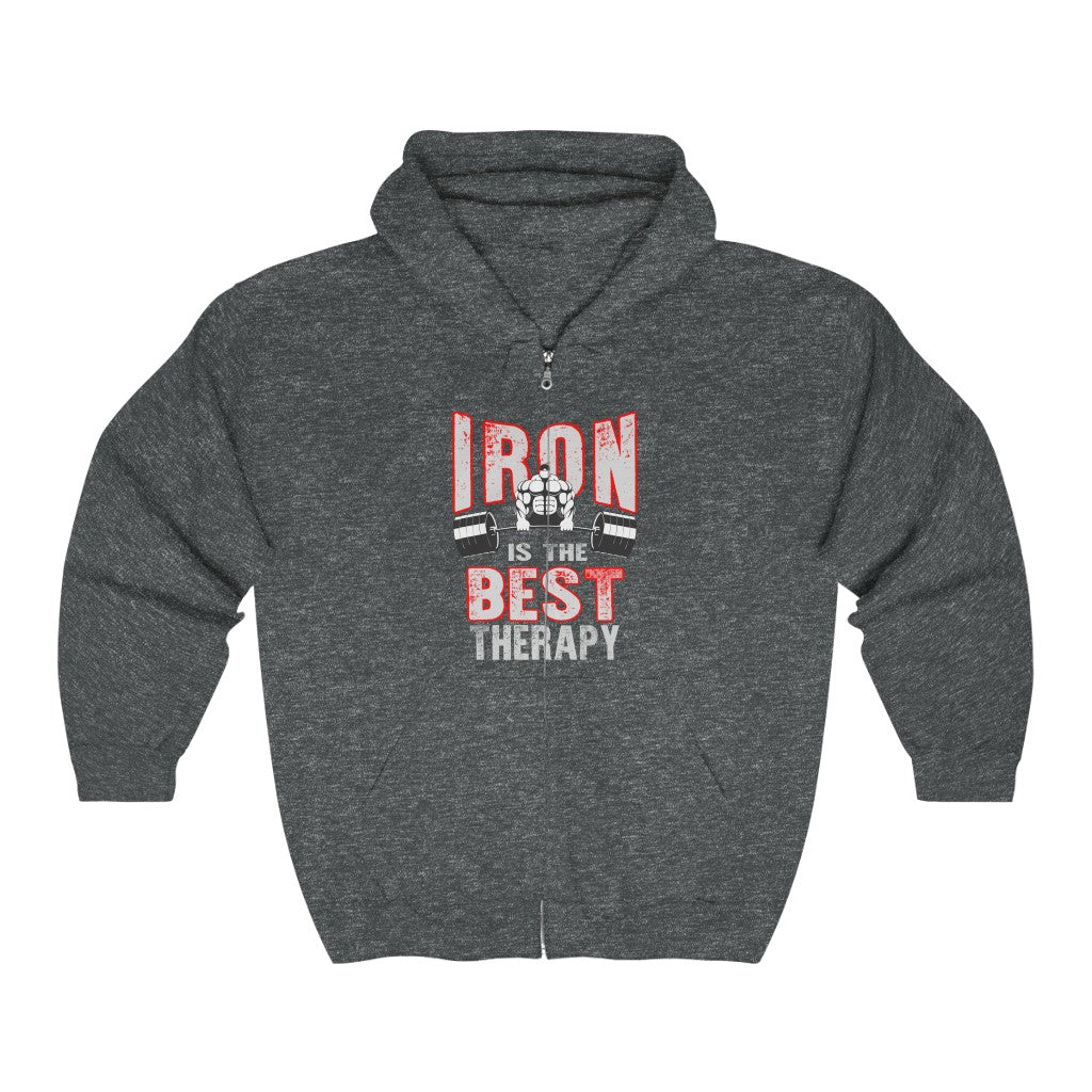 Iron Is The Therapy Full Zip Hooded Sweatshirt