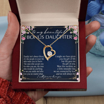 „A Gift for Bonus Daughter“ Forever Love Halskette – Familie ist nicht immer Blut