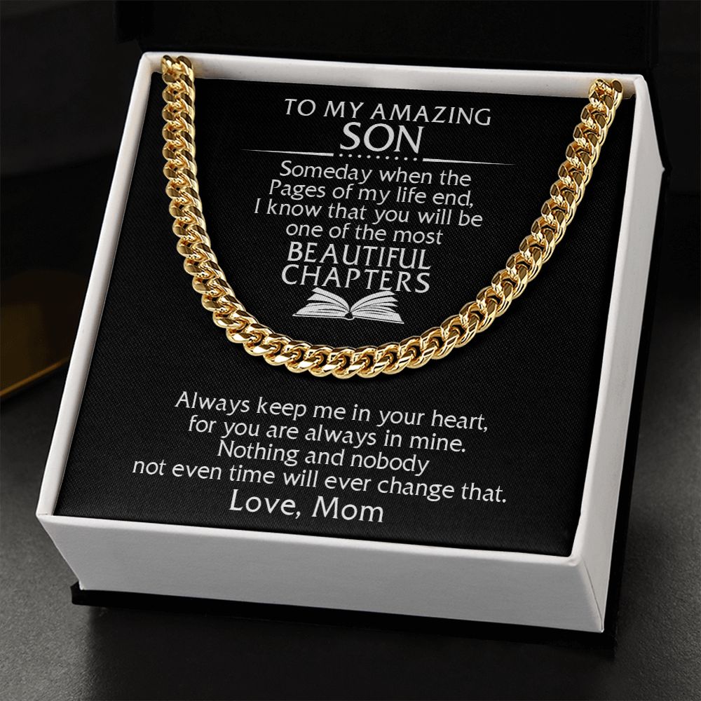 "A Gift for Son" from Proud Mom Cuban Link Chain Necklace - Beautiful Chapters