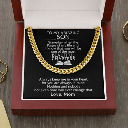 "A Gift for Son" from Proud Mom Cuban Link Chain Necklace - Beautiful Chapters