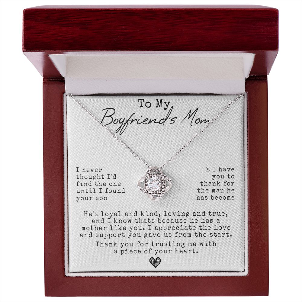 „Ein Geschenk an die Mutter meines Freundes“-Liebesknoten-Halskette – Ich habe deinen Sohn gefunden 