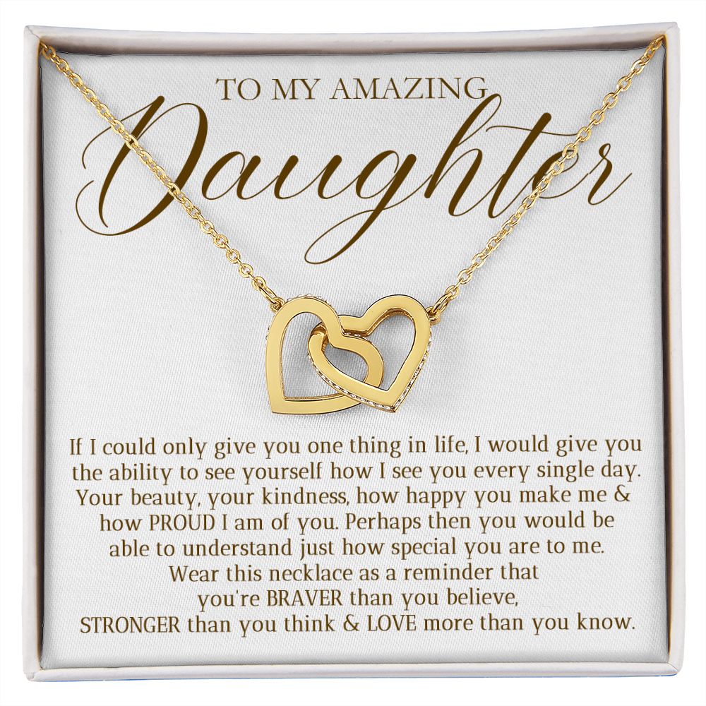 "A Gift For Daughter" Interlocking Hearts Necklace - Braver Than You Believe