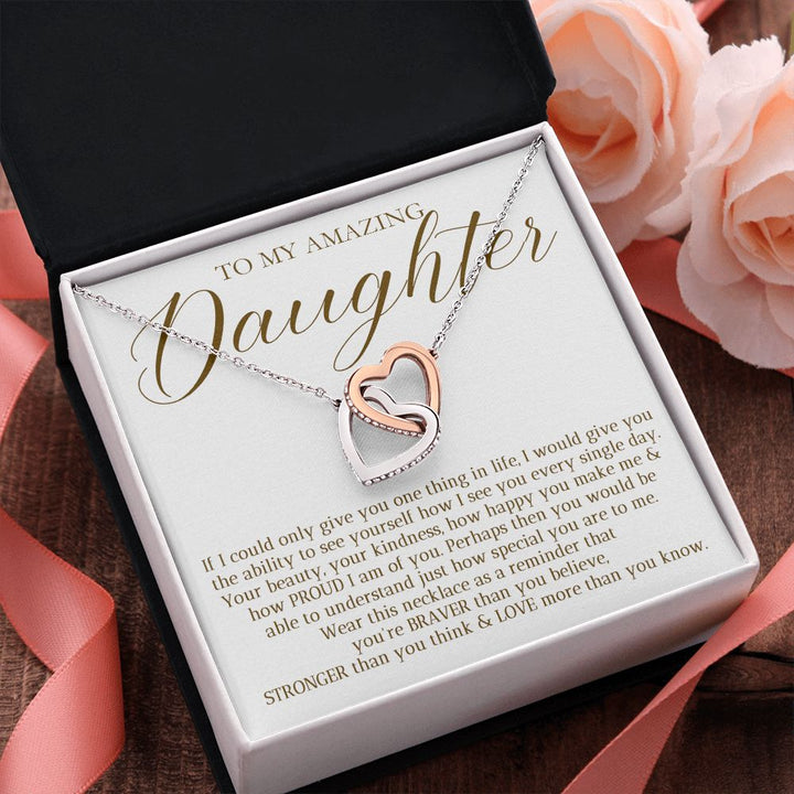 Collier à cœurs entrelacés « Un cadeau pour fille » - Plus courageux que vous ne le croyez