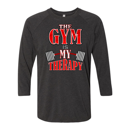 The Gym is My Therapy Baseball Raglan T-Shirt