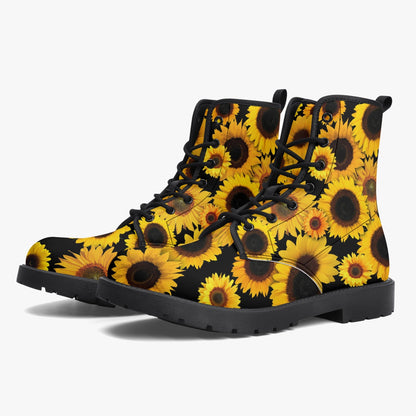 Sonnenblumen-Stiefel aus veganem Leder
