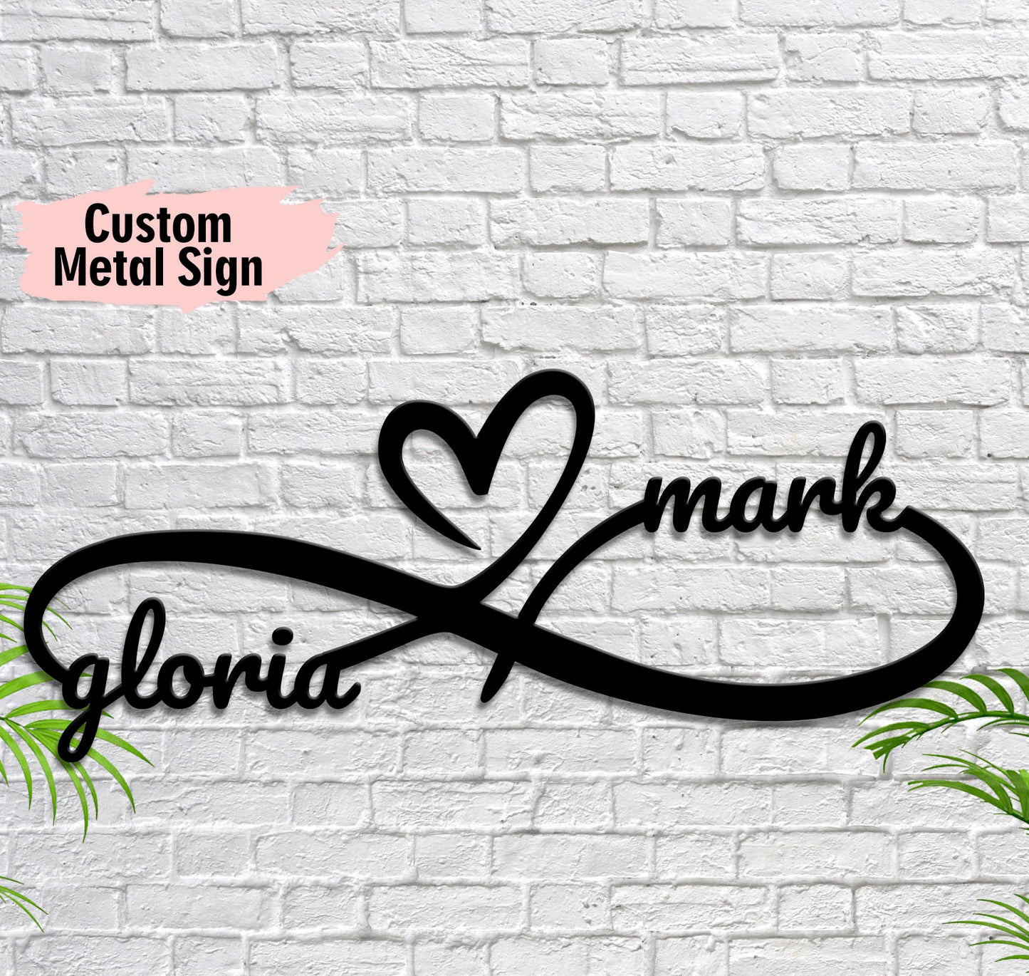 Personalized Infinity Heart Steel Sign