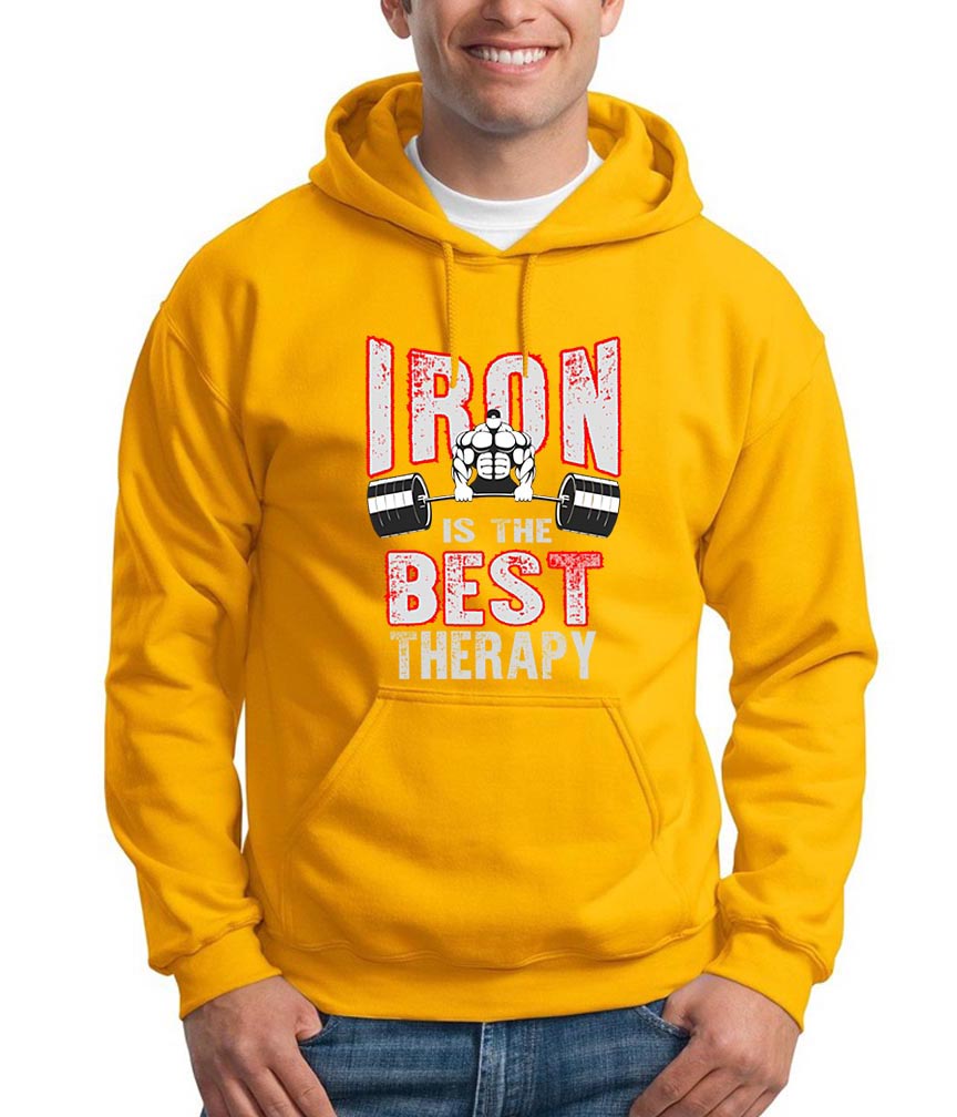 Iron is the Best Therapy Gym Workout Hoodie