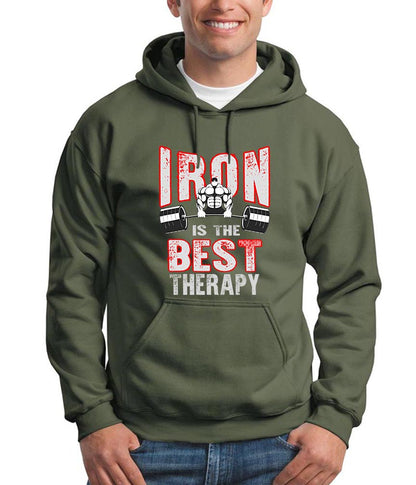 Iron is the Best Therapy Gym Workout Hoodie
